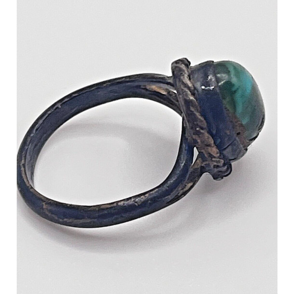 Navajo Kingsman Silver Blend Turquoise Ring Sz: 5.50 - Picture 5 of 7